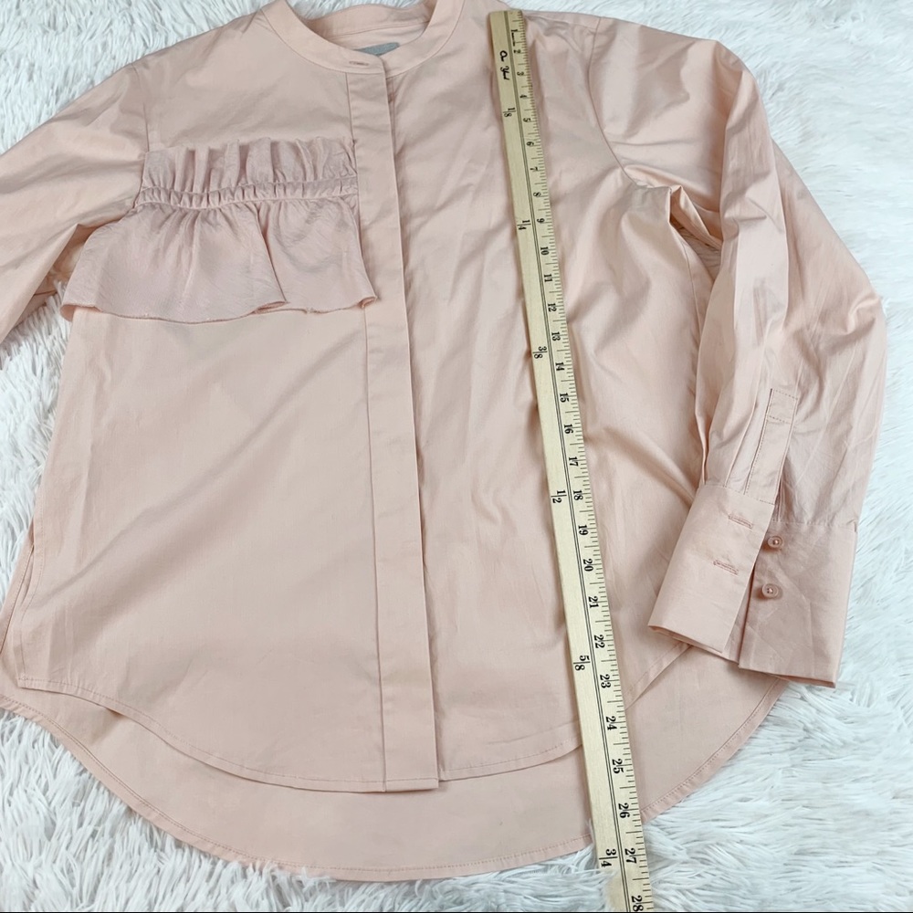 Grey Jason Wu Long Sleeve Ruffle Button Up Shirt … - image 3